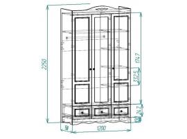 Шкаф 3-х дверный с зеркалом и ящиками Классика изображение 2