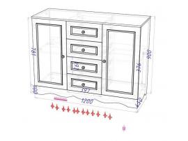 Комод с 4 ящиками и дверцами Зефир изображение 2