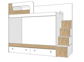 Кровать двухъярусная 2 ящика и лестница Нордик Эко изображение 1