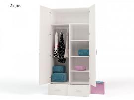 Шкаф 2-х дверный с зеркалом Фея (розовый) изображение 3