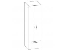 Шкаф 2-х дверный с высоким ящиком и штангой Teenager TC1BB02Q