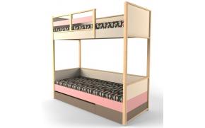 Кровать 2-х ярусная с фальшпанелью Робин Wood - Правая розовая
