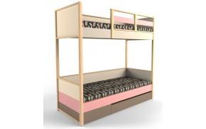 Кровать 2-х ярусная с фальшпанелью Робин Wood - Левая розовая