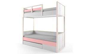 Кровать 2-х ярусная с фальшпанелью НьюТон розовая