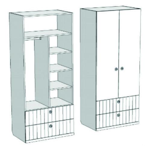 Шкаф 2-х дверный комбинированный с 2-мя ящиками VS3-77Q Velvet