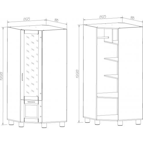 Шкаф для одежды угловой (глубокий) Радуга