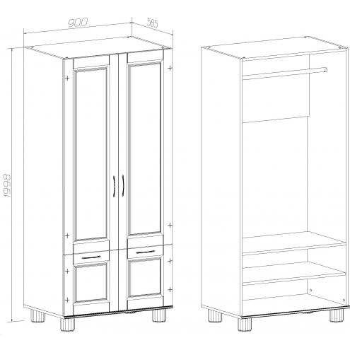 Шкаф для одежды 2-х дверный с дверками Радуга