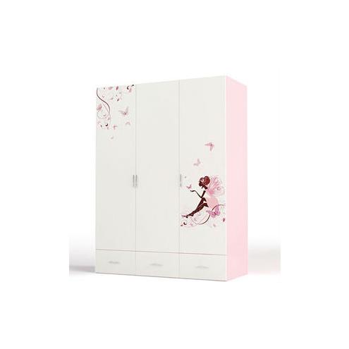 Шкаф 3-х дверный Фея (розовый)