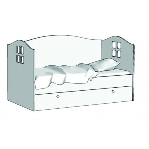 Кровать Домик (с ящиком на шариковых направляющих) KD-16Q с рисунком 