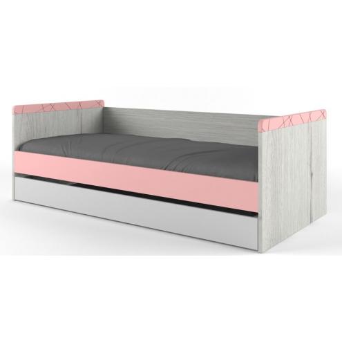 Кровать с доп спальным местом НьюТон розовая